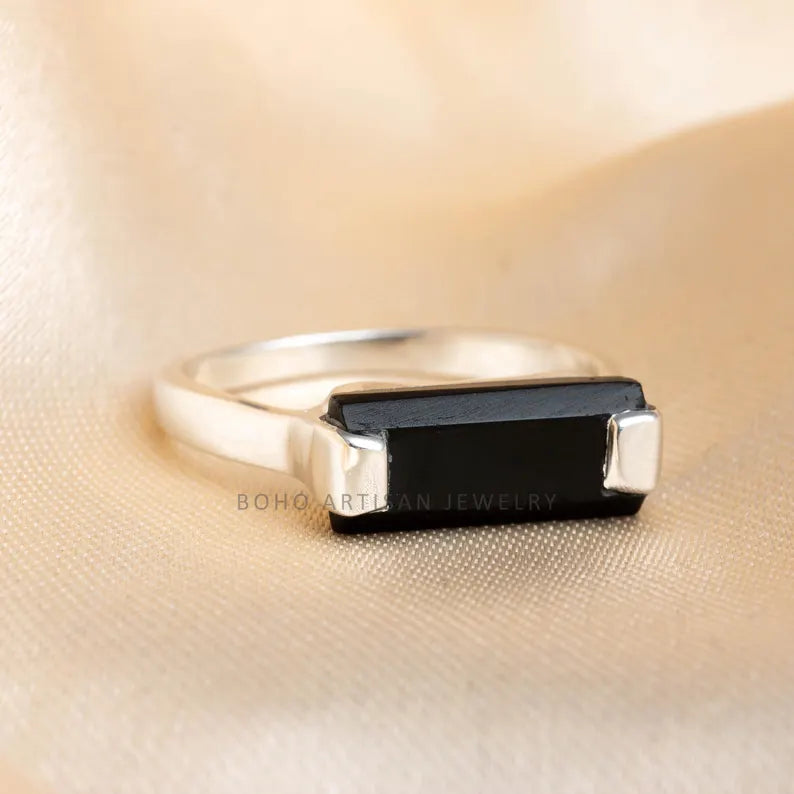 Rainbow Moonstone Bar Ring, Thin Bar Ring, Sterling Silver Ring, Stackable Jewelry, Dainty Bar Ring, June Birthstone Jewelry, Gift for her