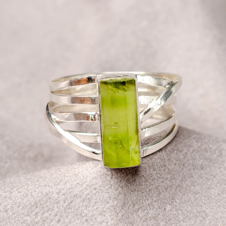 Raw Aquamarine Spiral Ring, Natural Bar Ring, Sterling Silver Jewelry, Aquamarine Ring, March Birthstone, Crystal Ring, Gift For Women