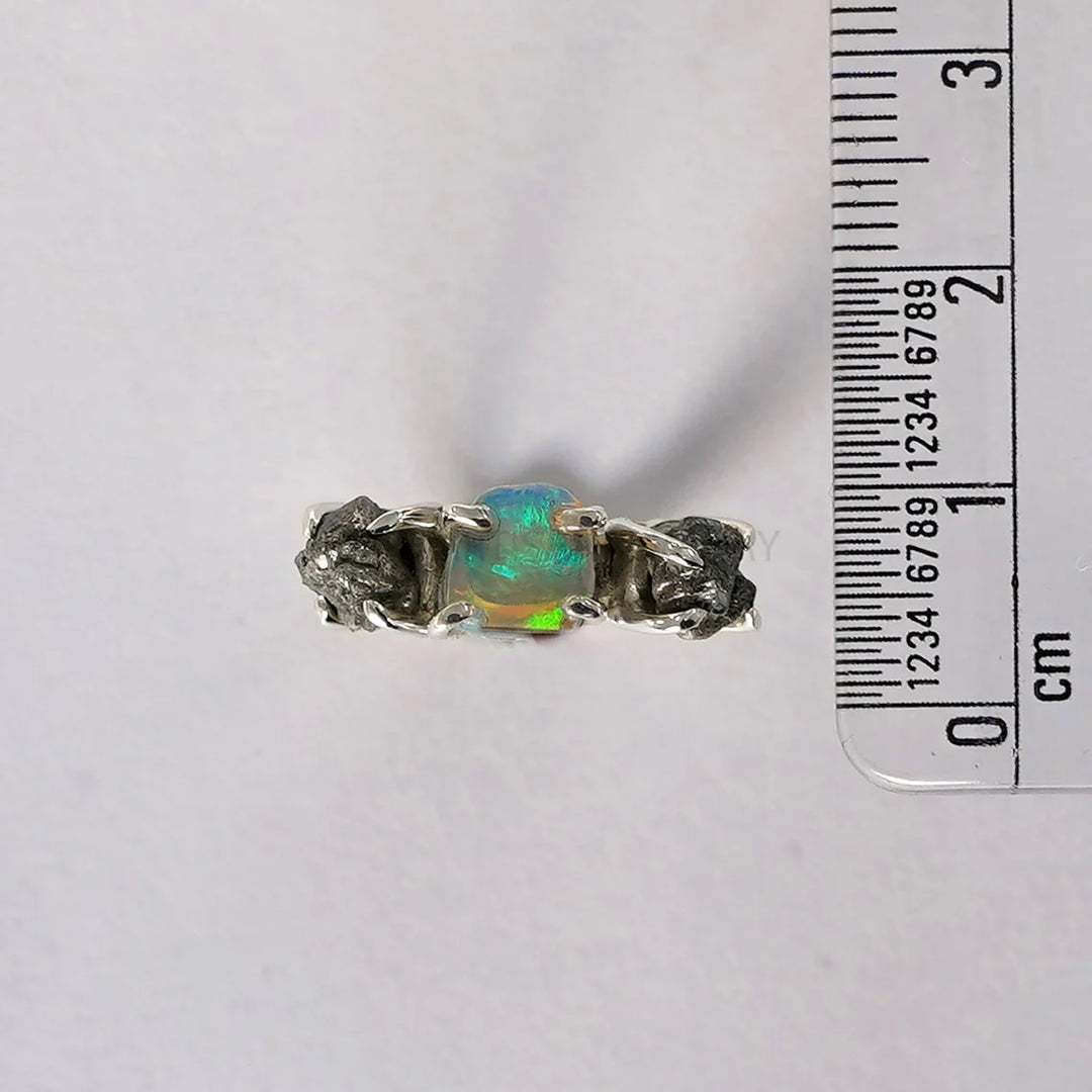 Raw Opal Diamond Ring, Fire Opal Ring, Raw Diamond Ring, October Birthday Gift, Raw Stone Ring, Opal Jewelry - Christmas Gift For Her