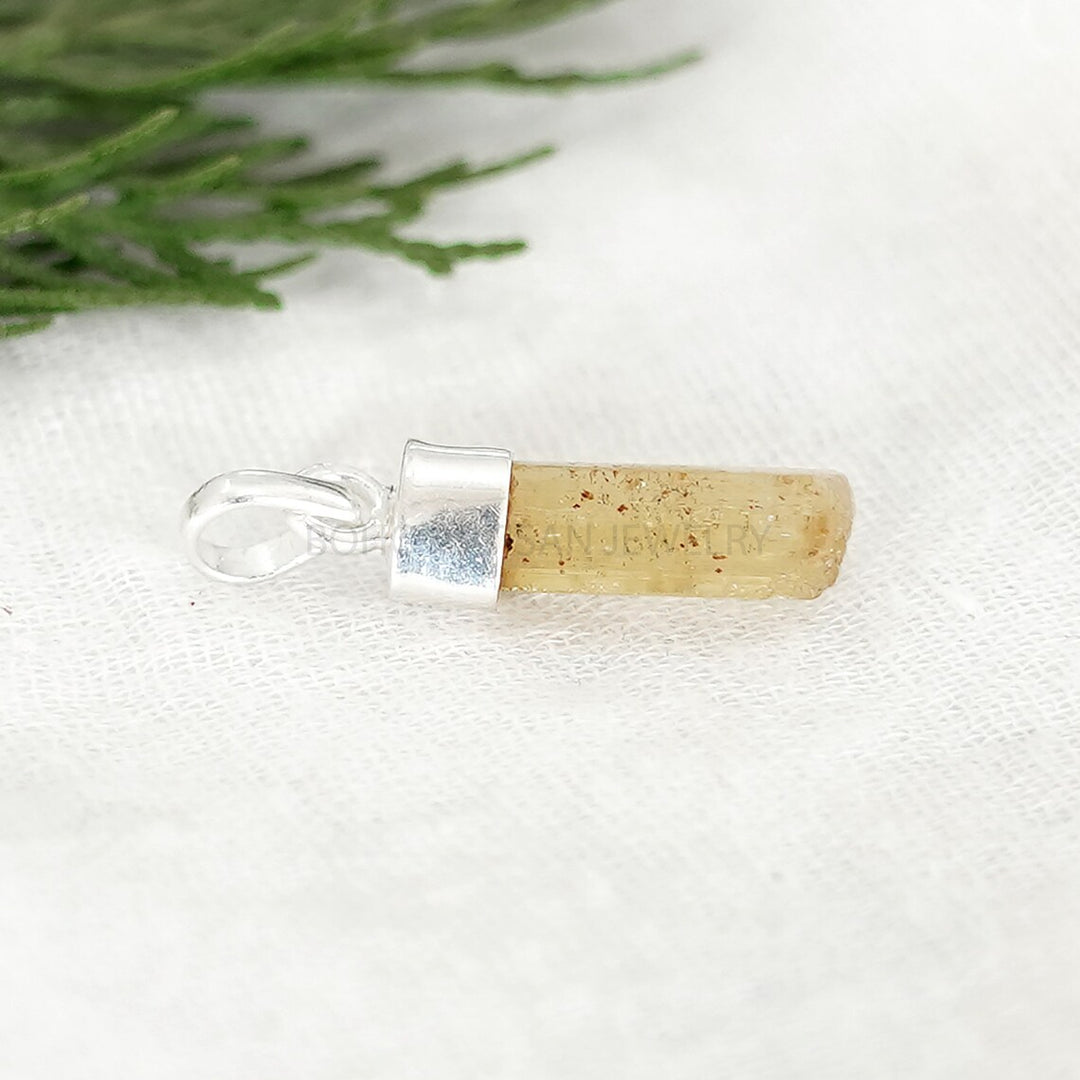Raw Imperial Topaz Pendant: Sterling Silver November Birthstone Jewelry