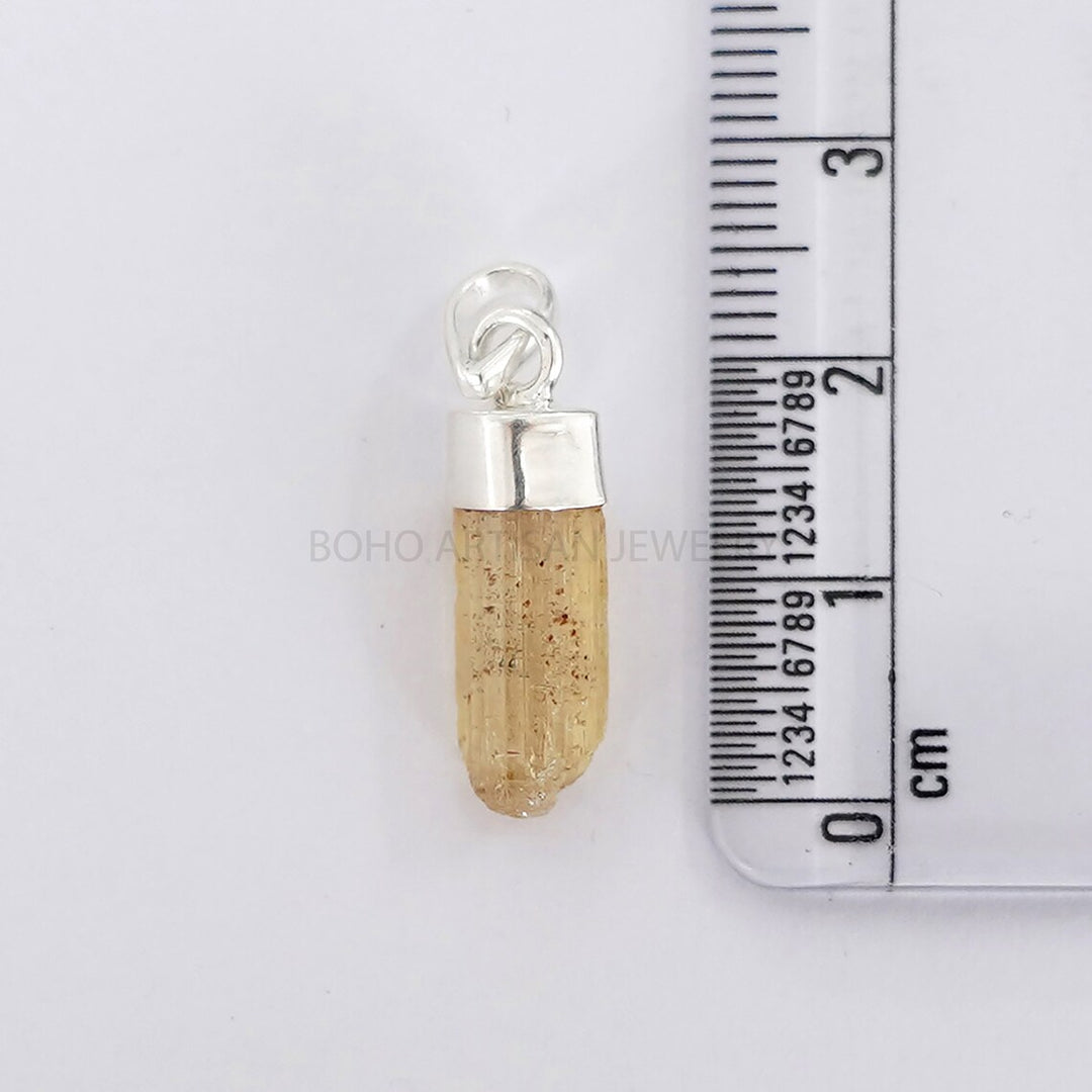 Raw Imperial Topaz Pendant: Sterling Silver November Birthstone Jewelry