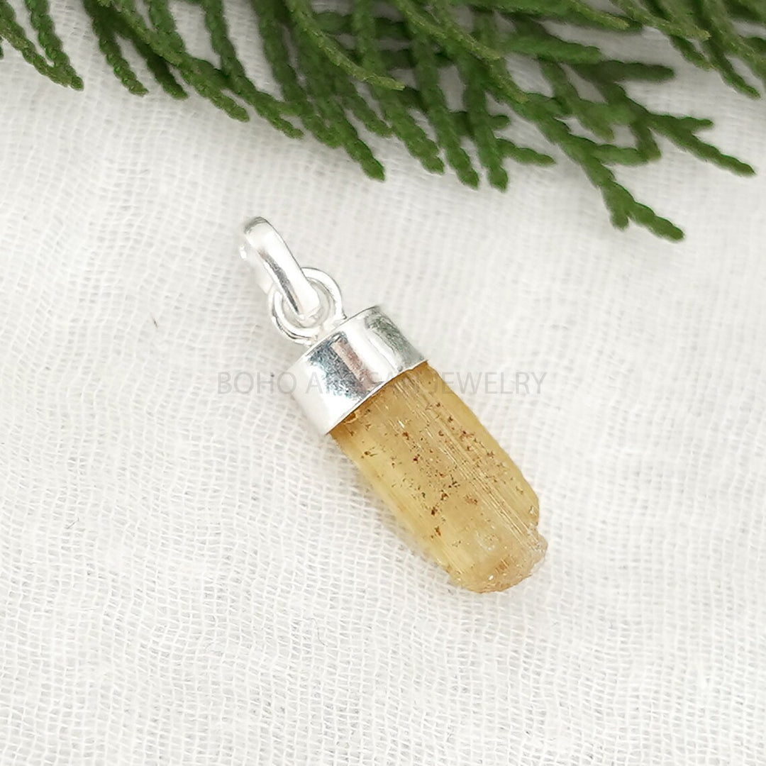 Raw Imperial Topaz Pendant: Sterling Silver November Birthstone Jewelry