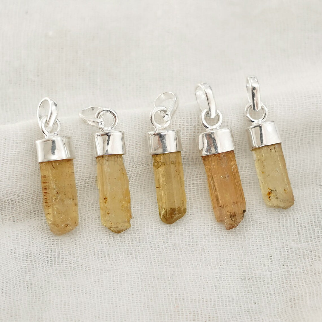 Raw Imperial Topaz Pendant: Sterling Silver November Birthstone Jewelry