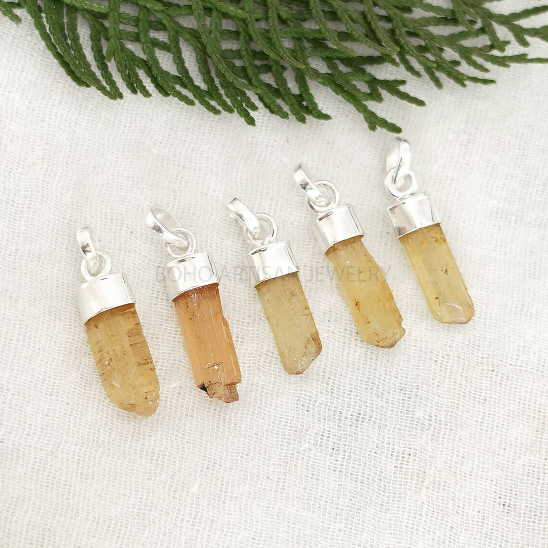Raw Imperial Topaz Pendant: Sterling Silver November Birthstone Jewelry