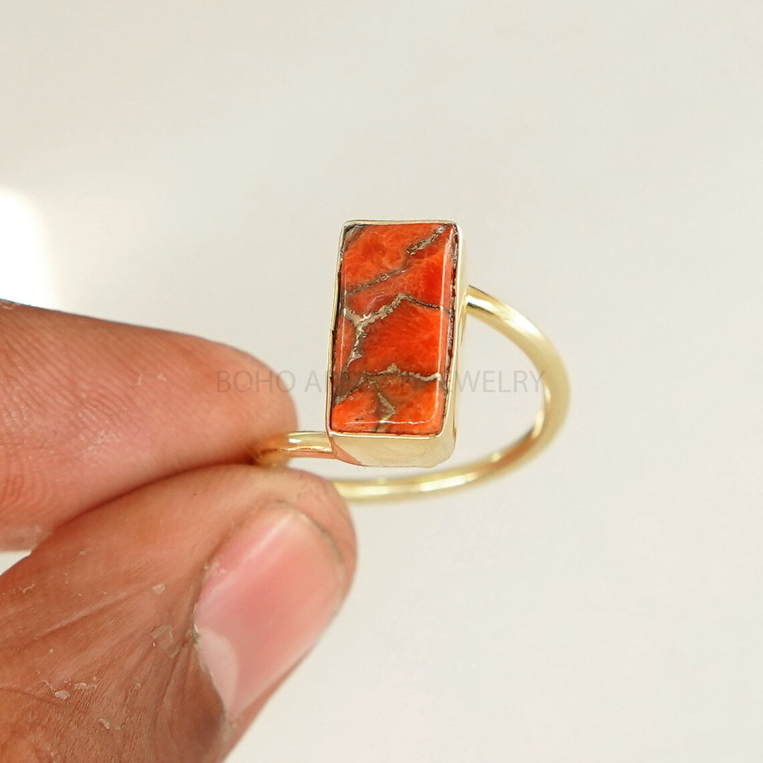 Copper Turquoise Ring: 925 Sterling Silver Twisted Band, Boho Style