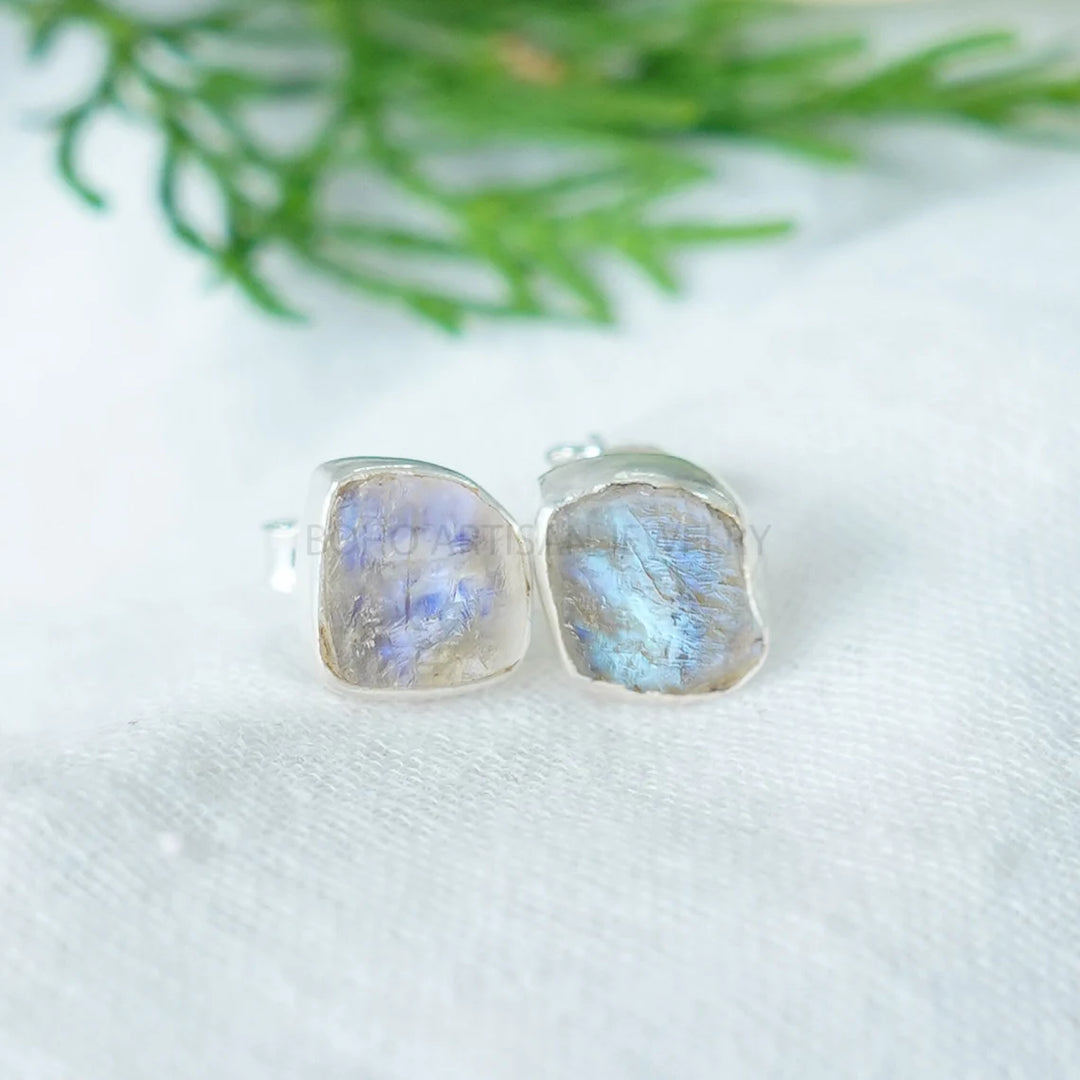 Raw Tanzanite Stud Earrings: Handmade Sterling Silver, December Birthstone