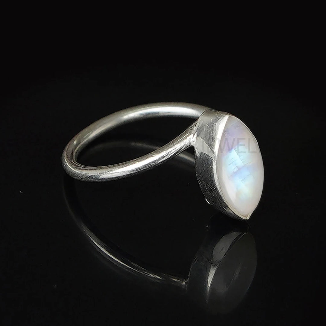 Marquise Moonstone Ring: Handmade 925 Sterling Silver Twisted Band