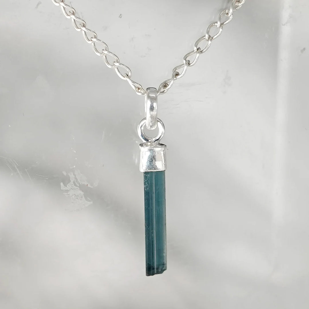 Raw Aquamarine Crystal Pendant: Sterling Silver Boho Jewelry