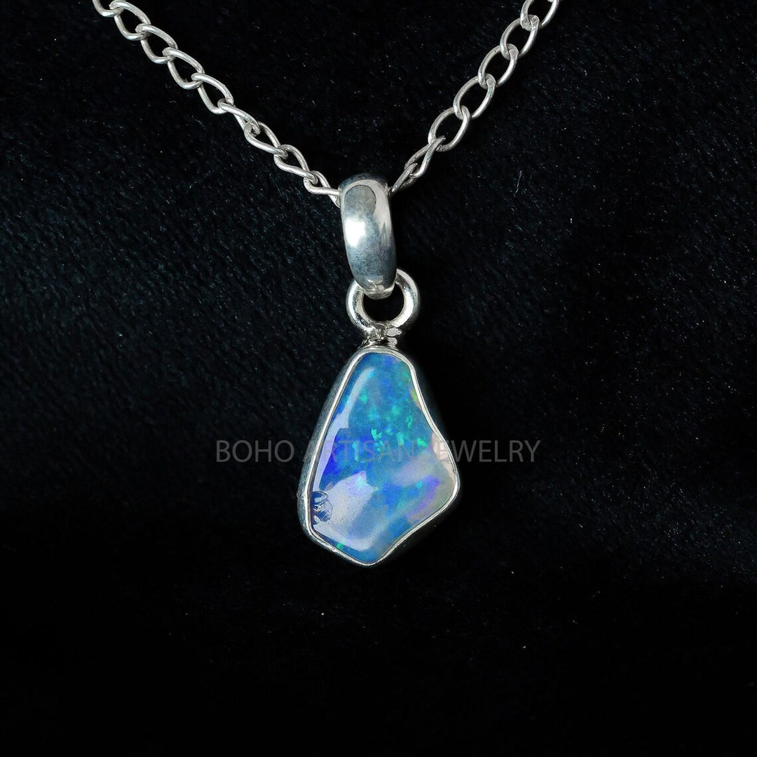 Opal Jewelry Set, Ethiopian Opal Pendant, Fire Opal Ring, Handmade Silver Jewelry, Healing Crystal, October Birthstone Jewelry, Gift For Her