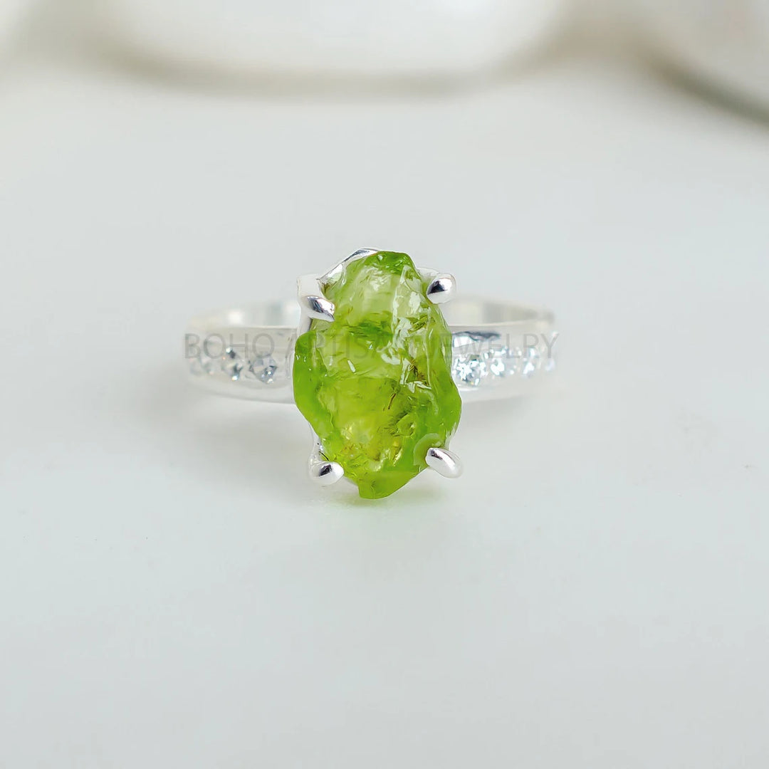 Raw Black Tourmaline Ring: Sterling Silver, Handmade Boho Jewelry