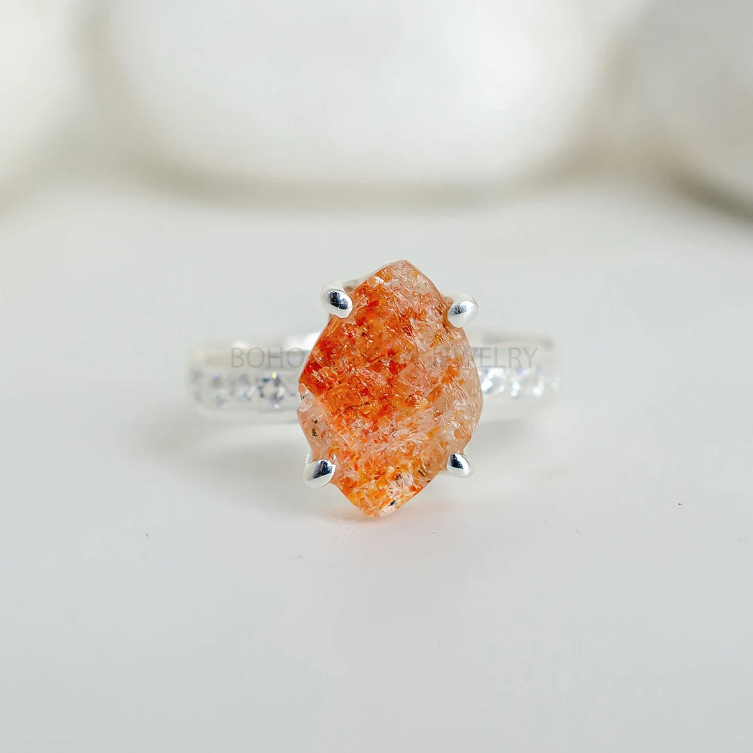 Raw Black Tourmaline Ring: Sterling Silver, Handmade Boho Jewelry