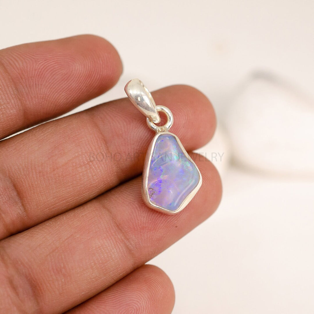 Opal Jewelry Set, Ethiopian Opal Pendant, Fire Opal Ring, Handmade Silver Jewelry, Healing Crystal, October Birthstone Jewelry, Gift For Her