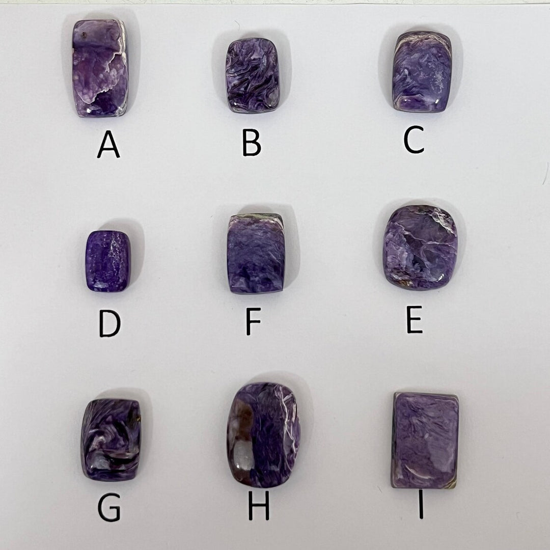 Handmade Charoite Silver Ring: Oval Cabochon, Boho Jewelry