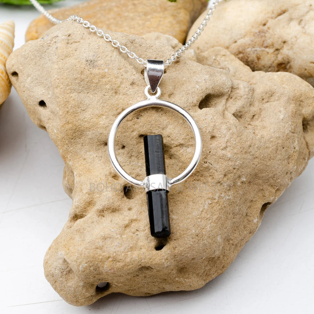 Raw Aquamarine Pendant: Sterling Silver Crystal Necklace, March Birthstone