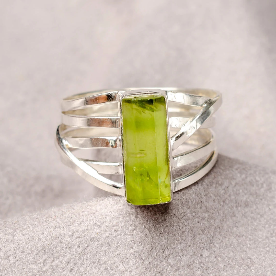 Raw Gemstone Spiral Ring: Sterling Silver Multi-Stone Birthstone Jewelry