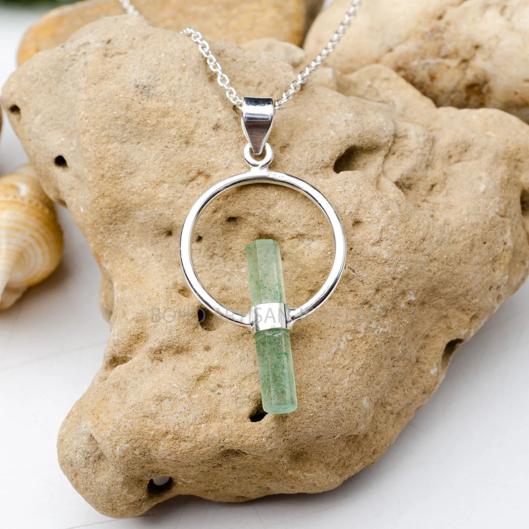 Raw Aquamarine Pendant: Sterling Silver Crystal Necklace, March Birthstone