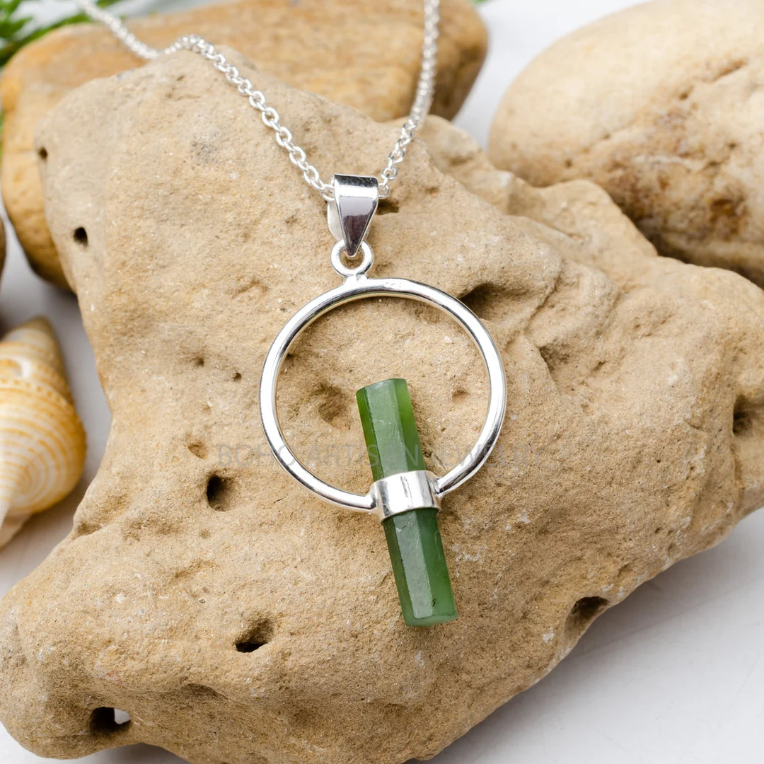 Raw Aquamarine Pendant: Sterling Silver Crystal Necklace, March Birthstone