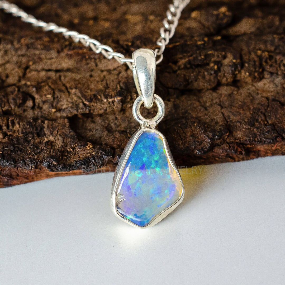 Opal Jewelry Set, Ethiopian Opal Pendant, Fire Opal Ring, Handmade Silver Jewelry, Healing Crystal, October Birthstone Jewelry, Gift For Her