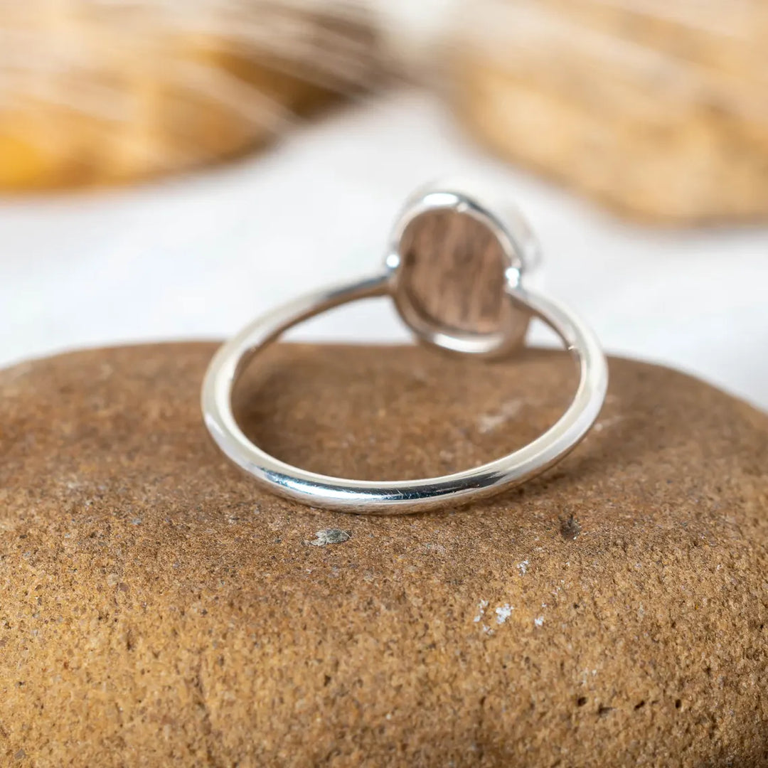 Handmade Chocolate Moonstone Ring: Sterling Silver, Rose Cut Jewelry