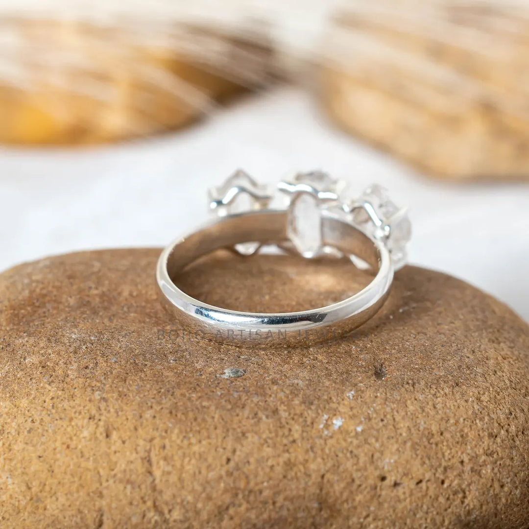 Herkimer Diamond Ring, Raw Crystal Ring, Handmade Silver Jewelry, Engagement Ring, Uncut Diamond Ring, April Birthstone, Gift For Her