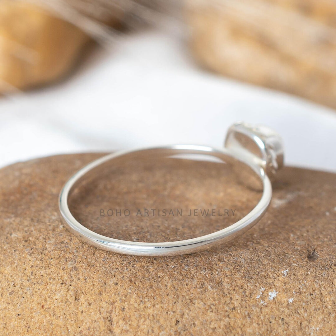 Yellow Diamond Ring, Natural Cushion Cut Rope Bezel, 925 Sterling Silver, Boho Stacking Engagement Ring, April Birthstone, Gift for Her