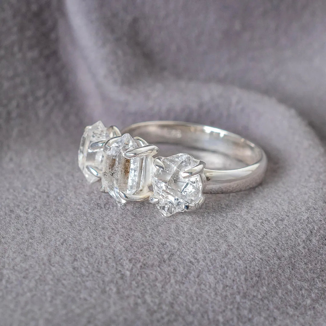 Herkimer Diamond Ring, Raw Crystal Ring, Handmade Silver Jewelry, Engagement Ring, Uncut Diamond Ring, April Birthstone, Gift For Her