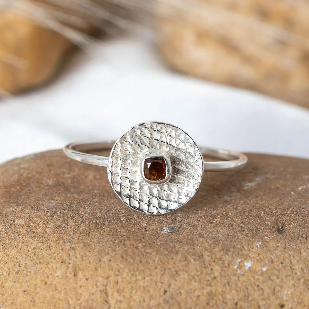 Handmade Sterling Silver Diamond Stacking Ring Set - Boho Engagement