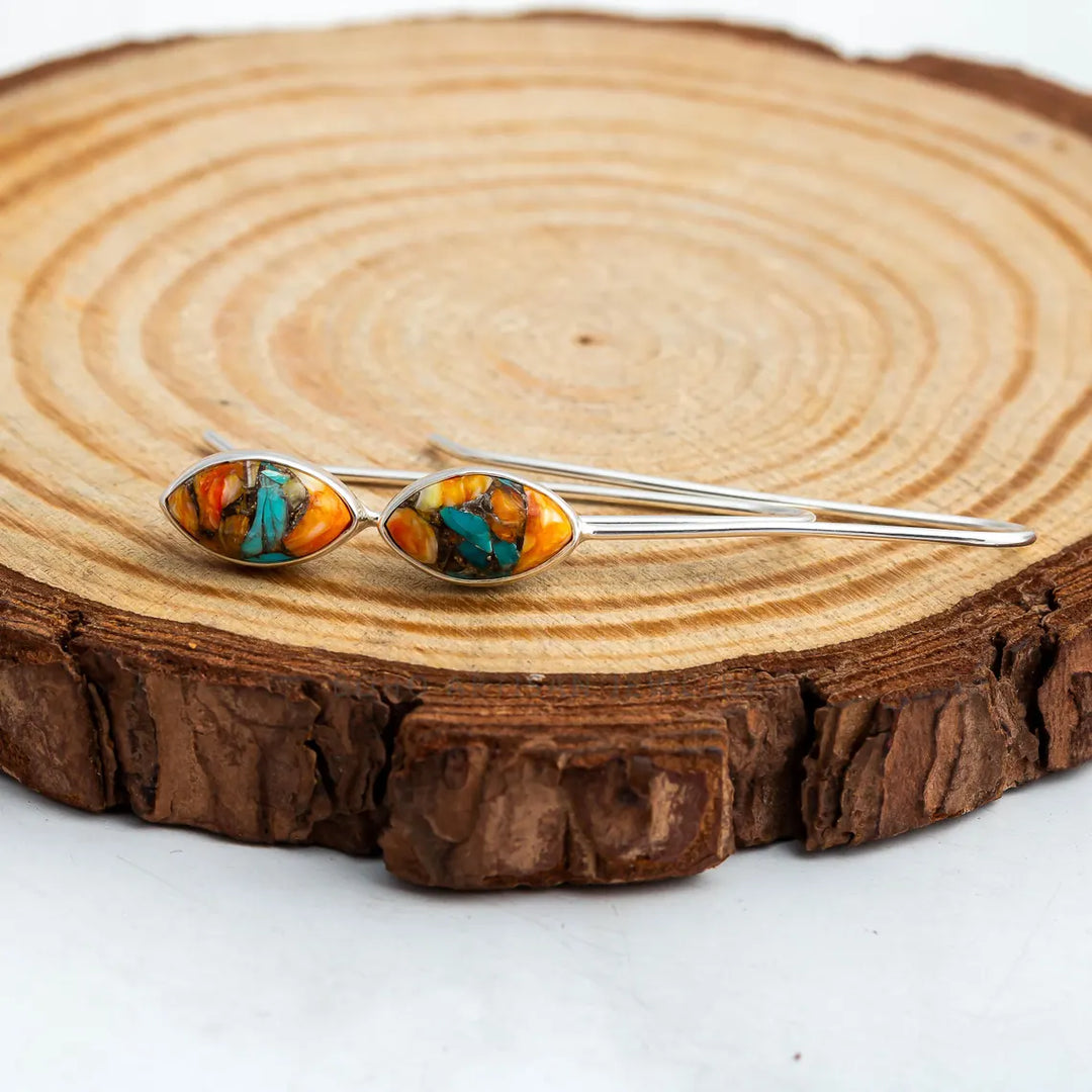 Oyster Turquoise Earrings, Silver Handmade Earrings, Dangle Earrings, 925 Sterling Silver Jewelry, Women Earring, Boho Earring, Gift For Her