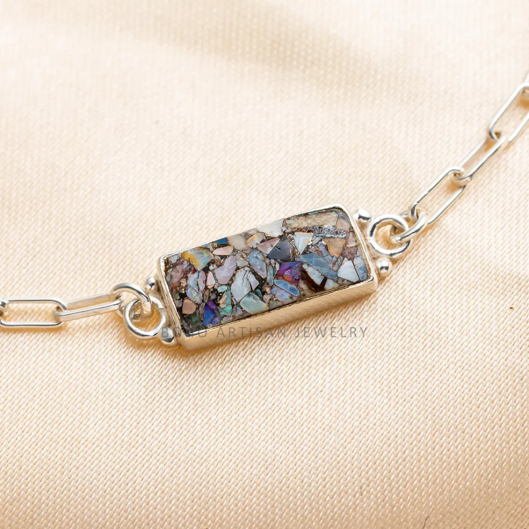 Australian Opal Bracelet: Handmade Sterling Silver Adjustable Gemstone Jewelry