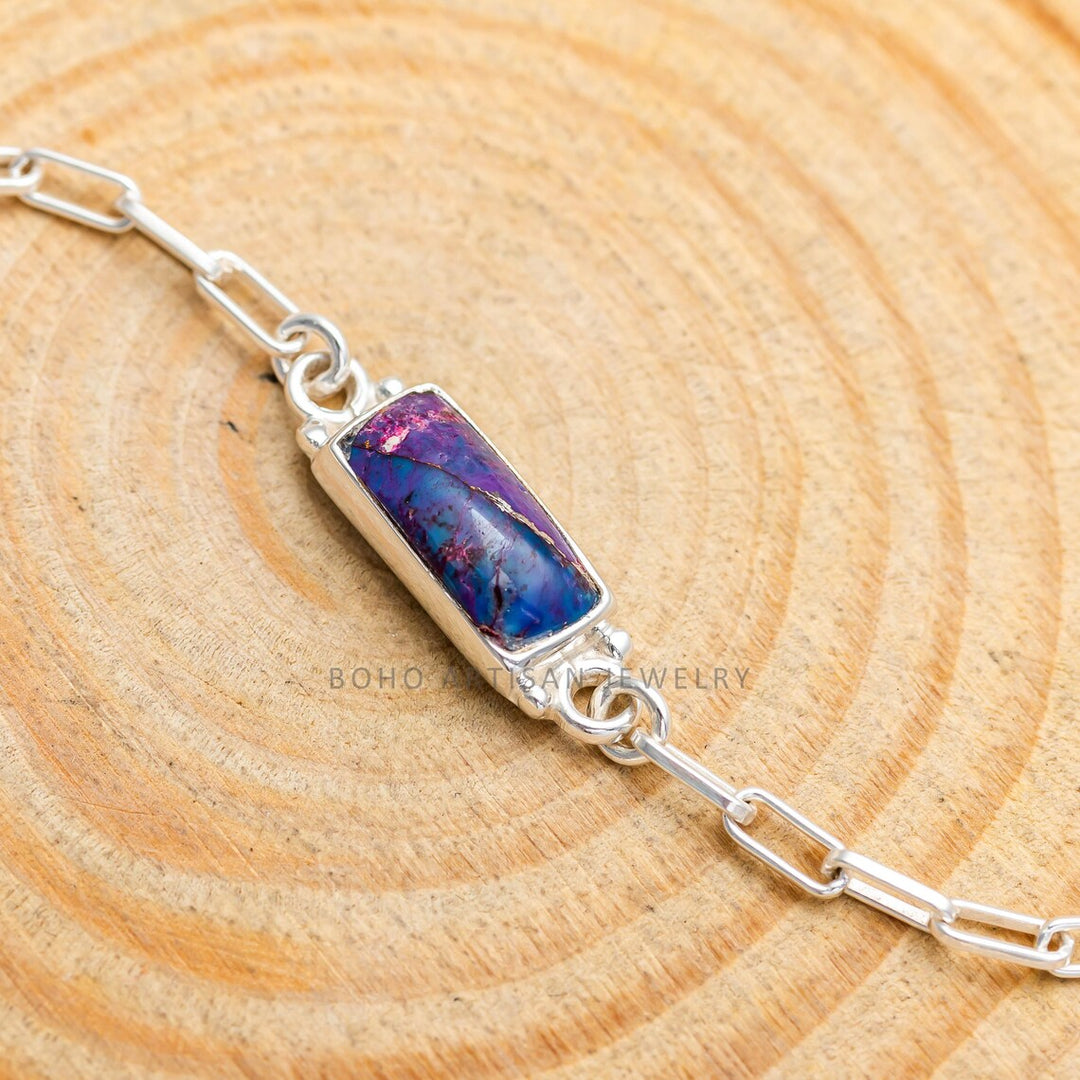 Purple Turquoise Cuff Bracelet: Handmade Sterling Silver Adjustable Jewelry