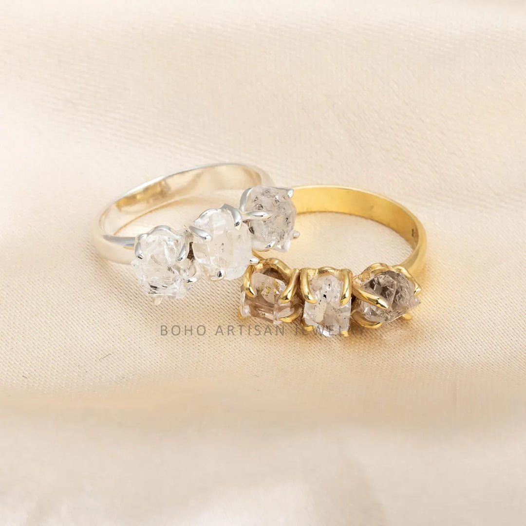 Herkimer Diamond Ring, Raw Crystal Ring, Handmade Silver Jewelry, Engagement Ring, Uncut Diamond Ring, April Birthstone, Gift For Her