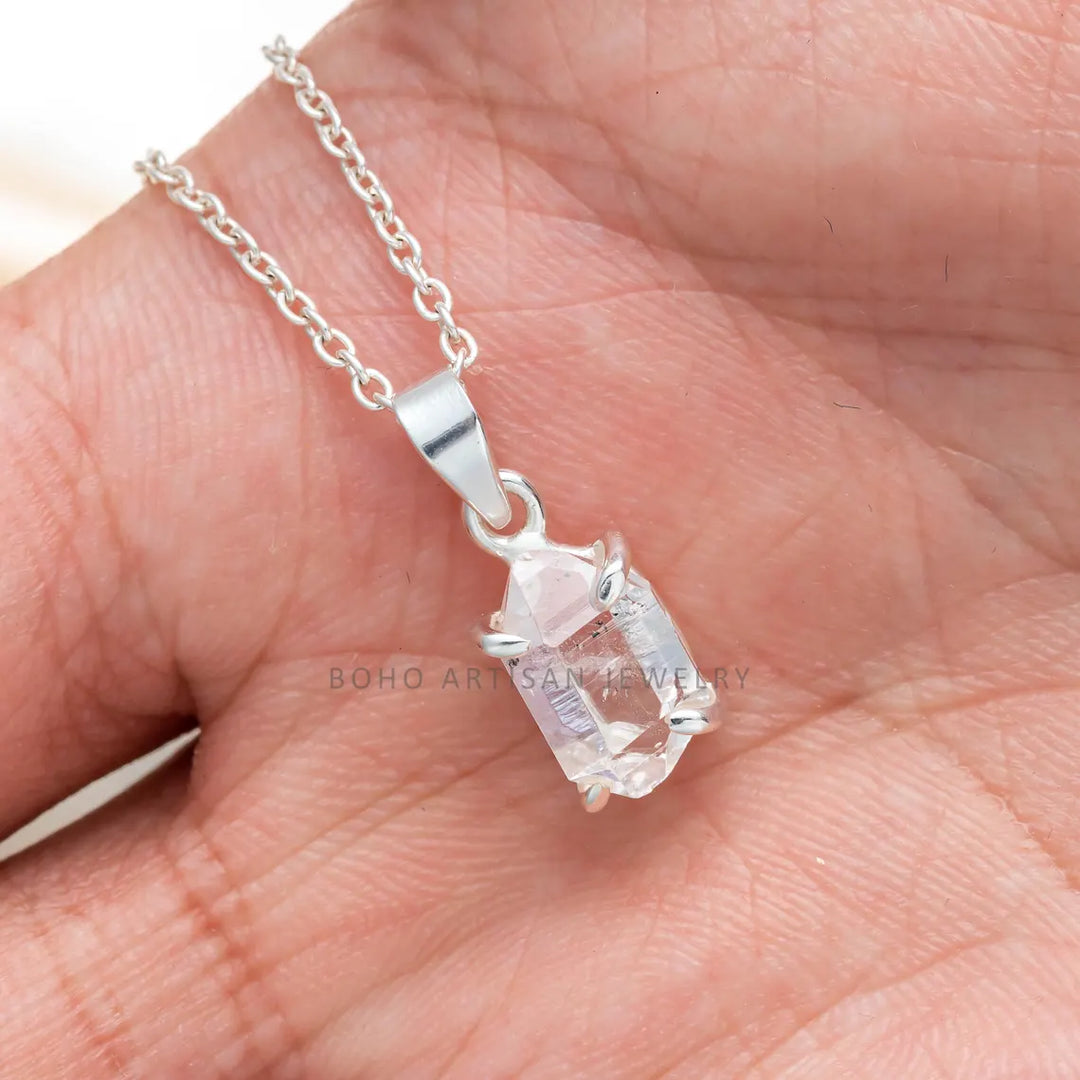 Raw Herkimer Diamond Ring: 925 Sterling Silver, Handmade Boho Jewelry