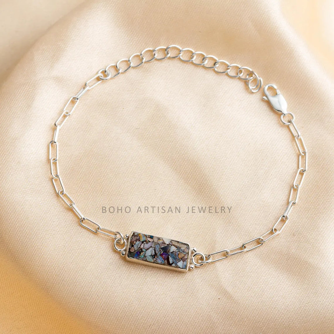 Australian Opal Bracelet: Handmade Sterling Silver Adjustable Gemstone Jewelry