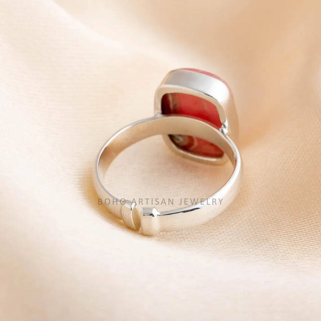 Rhodochrosite Ring: Adjustable Sterling Silver Boho Ring