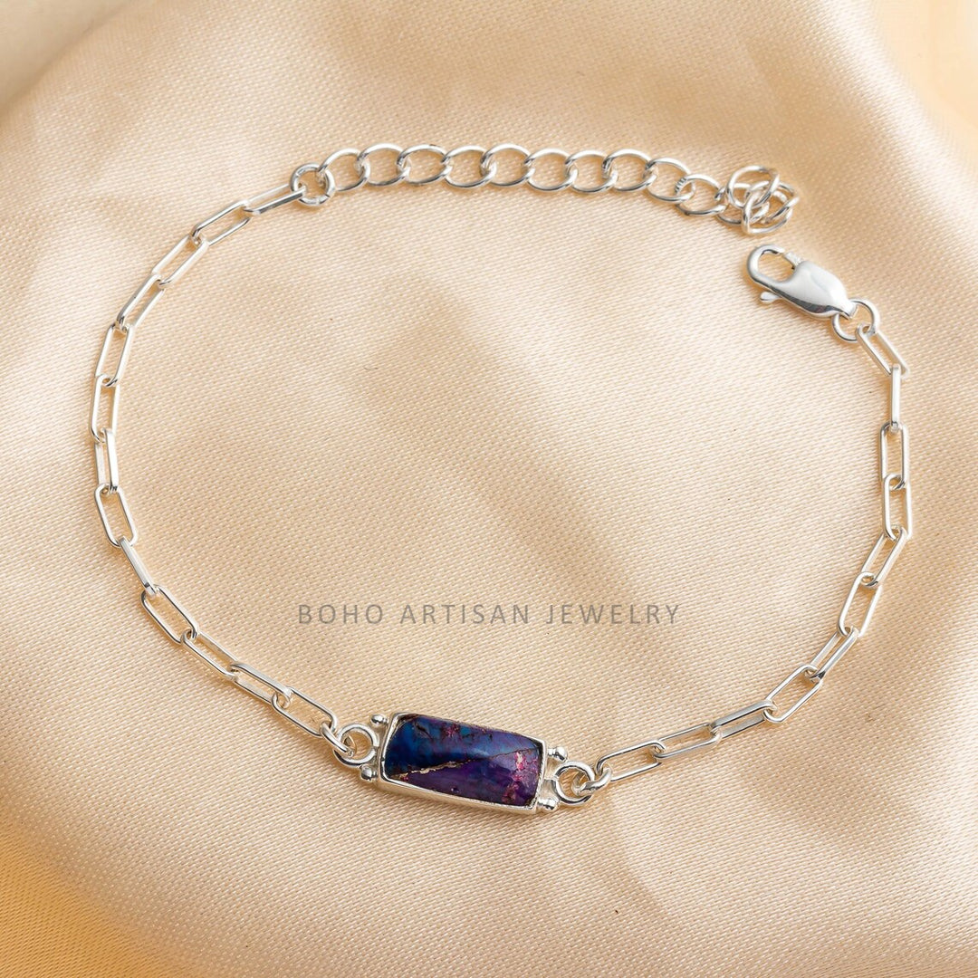 Purple Turquoise Cuff Bracelet: Handmade Sterling Silver Adjustable Jewelry