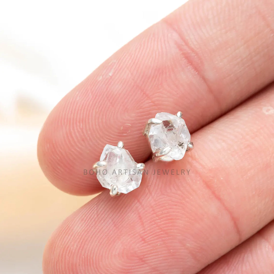 Raw Herkimer Diamond Ring: 925 Sterling Silver, Handmade Boho Jewelry