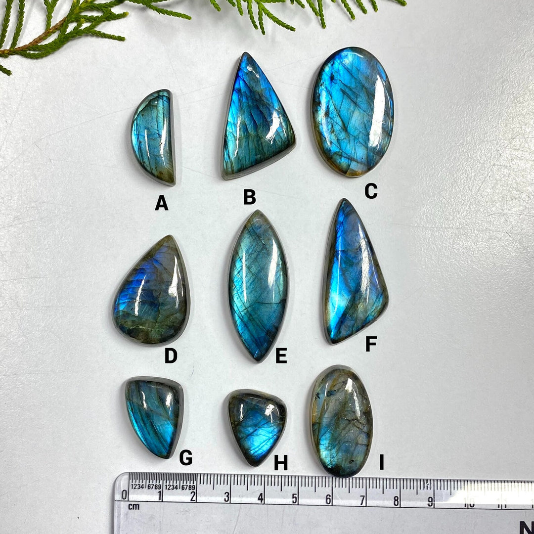 Blue Fire Labradorite Cabochon Pendant: 925 Sterling Silver Boho Charm