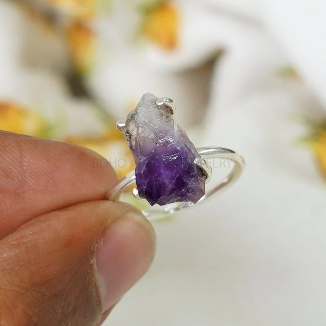 Raw Amethyst Ring, Raw Crystal Ring, Ring For Women, Handmade Ring, Boho Ring, Raw Gemstone Ring, Birthstone Ring, Unique Ring, Gift For Her