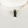 Raw Black Tourmaline Bar Ring, Gemstone Ring, Stackable Ring, 925 Sterling Silver Jewelry, Valentine's Day Gift, Ring For Her