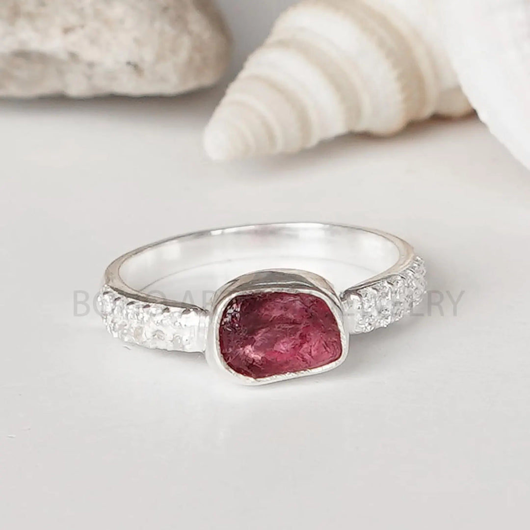 Rainbow Moonstone CZ Ring: Handmade Sterling Silver Boho Jewelry