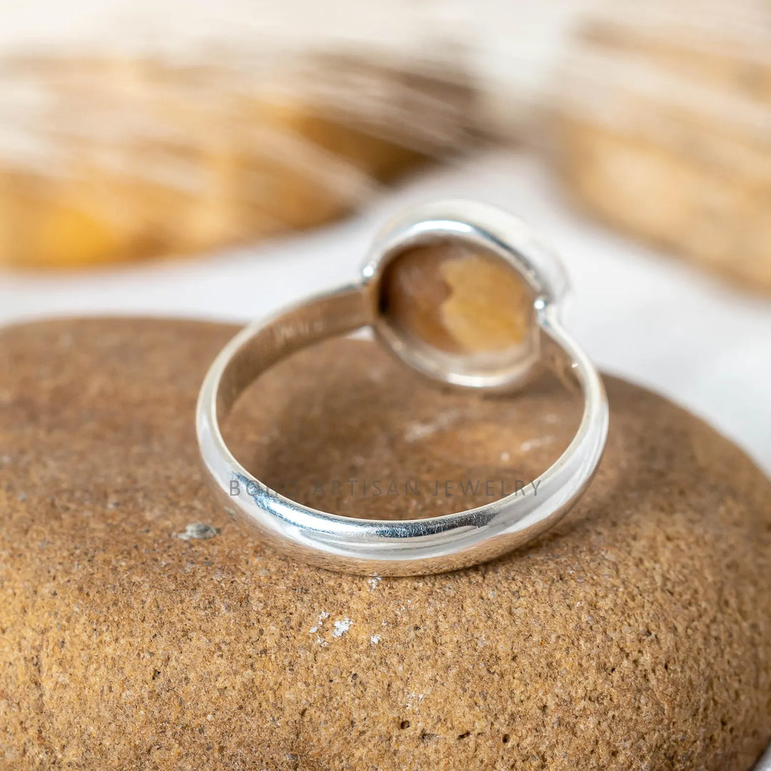 Mother of Pearl Ring: 925 Sterling Silver, Handmade Boho Ring