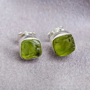 Raw Tanzanite Stud Earrings: Handmade Sterling Silver, December Birthstone