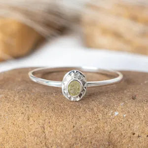 Handmade Sterling Silver Diamond Stacking Ring Set - Boho Engagement