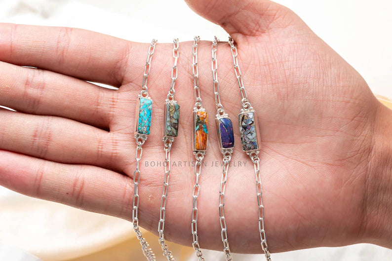 GEMSTONE BRACELET,OYSTER TURQUOISE,CHAIN BRACELET,ANNIVERSARY GIFT,GIFT FOR HER,HANDMADE JEWELRY,WOMEN BRACELET,SILVER BRACELET,DAINTY BRACELET,TURQUOISE BRACELET,AUSTRALIAN OPAL,OPAL BRACELET,LARIMAR BRACELET