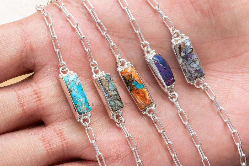 GEMSTONE BRACELET,OYSTER TURQUOISE,CHAIN BRACELET,ANNIVERSARY GIFT,GIFT FOR HER,HANDMADE JEWELRY,WOMEN BRACELET,SILVER BRACELET,DAINTY BRACELET,TURQUOISE BRACELET,AUSTRALIAN OPAL,OPAL BRACELET,LARIMAR BRACELET