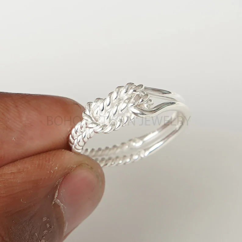Sterling Silver Knot Ring: Twisted Band, Promise Ring