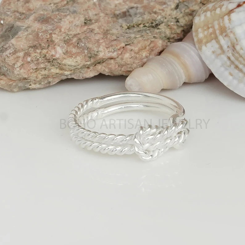Sterling Silver Knot Ring: Twisted Band, Promise Ring