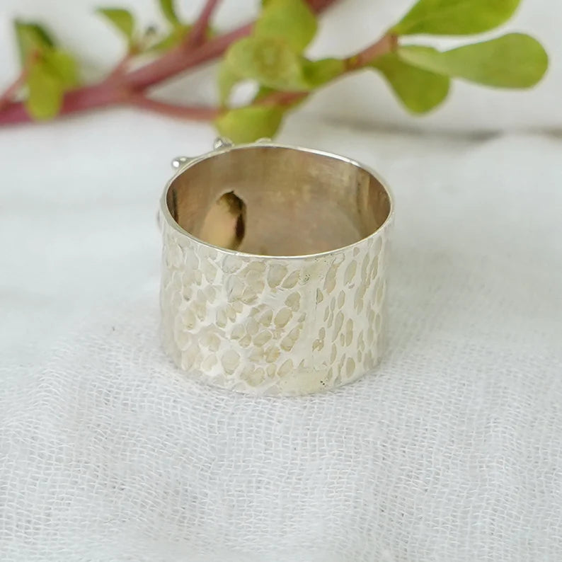 Raw Ethiopian Opal Ring: Sterling Silver Stacking Band, Boho Jewelry