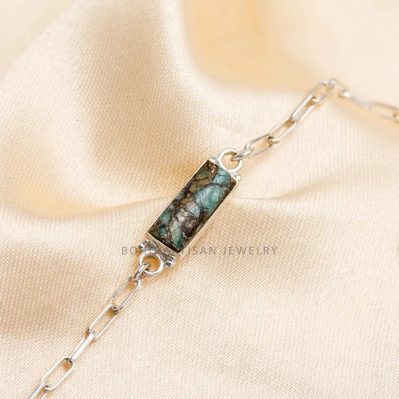 GEMSTONE BRACELET,OYSTER TURQUOISE,CHAIN BRACELET,ANNIVERSARY GIFT,GIFT FOR HER,HANDMADE JEWELRY,WOMEN BRACELET,SILVER BRACELET,DAINTY BRACELET,TURQUOISE BRACELET,AUSTRALIAN OPAL,OPAL BRACELET,LARIMAR BRACELET