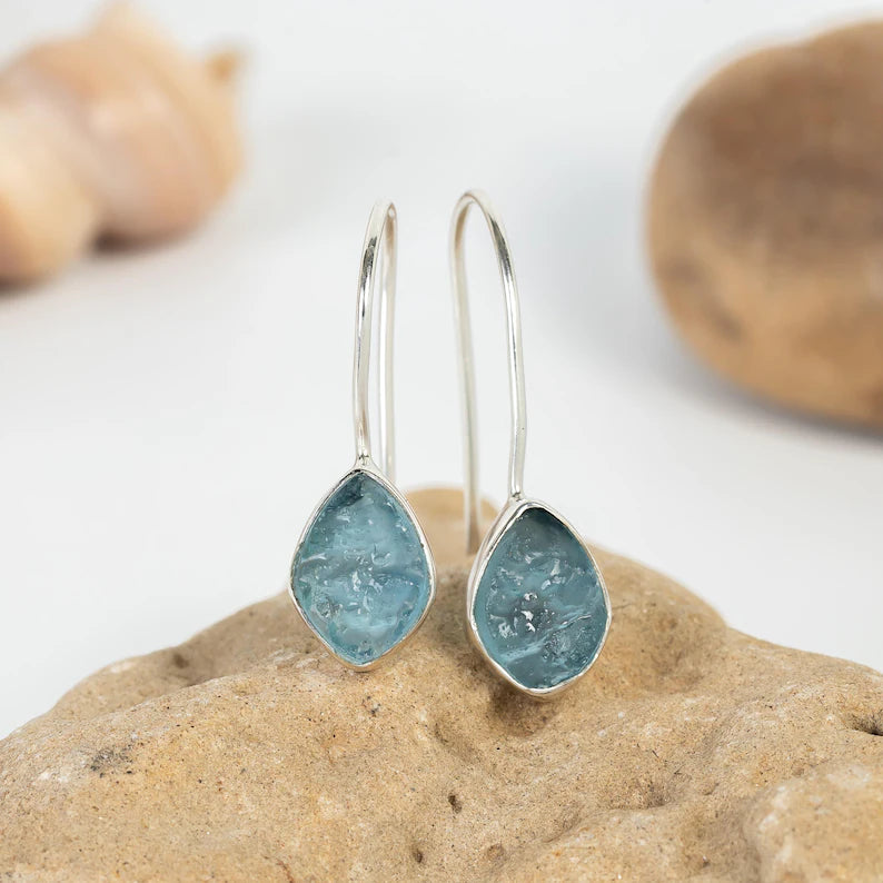 Raw Rose Quartz Earring, Dangle Earring, Silver Handmade Jewelry, Rough stone, 925 Sterling Silver, Pink Gemstone Earrings, Gift For Her